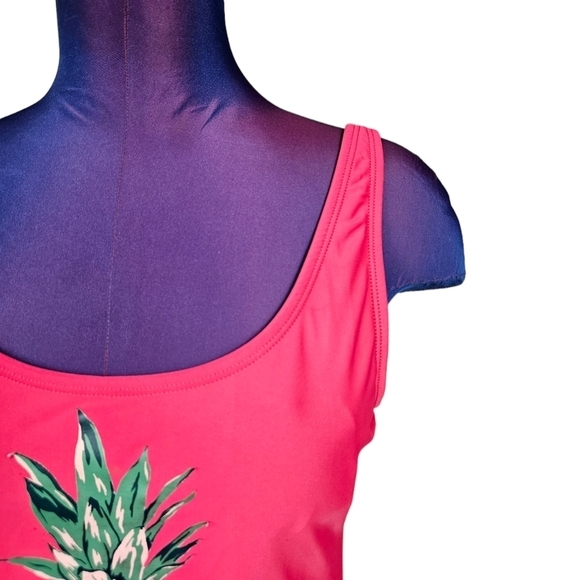 Ninety Nine Hot Pink 1 Piece Pineapple Swimsuit Bathing Suit Size Large Juniors - Picture 2 of 8
